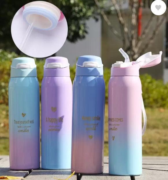 🌟 Best Stainless Steel Sports Water Bottle 500ML | Vacuum Flask Thermos Mug with Straw 🌟