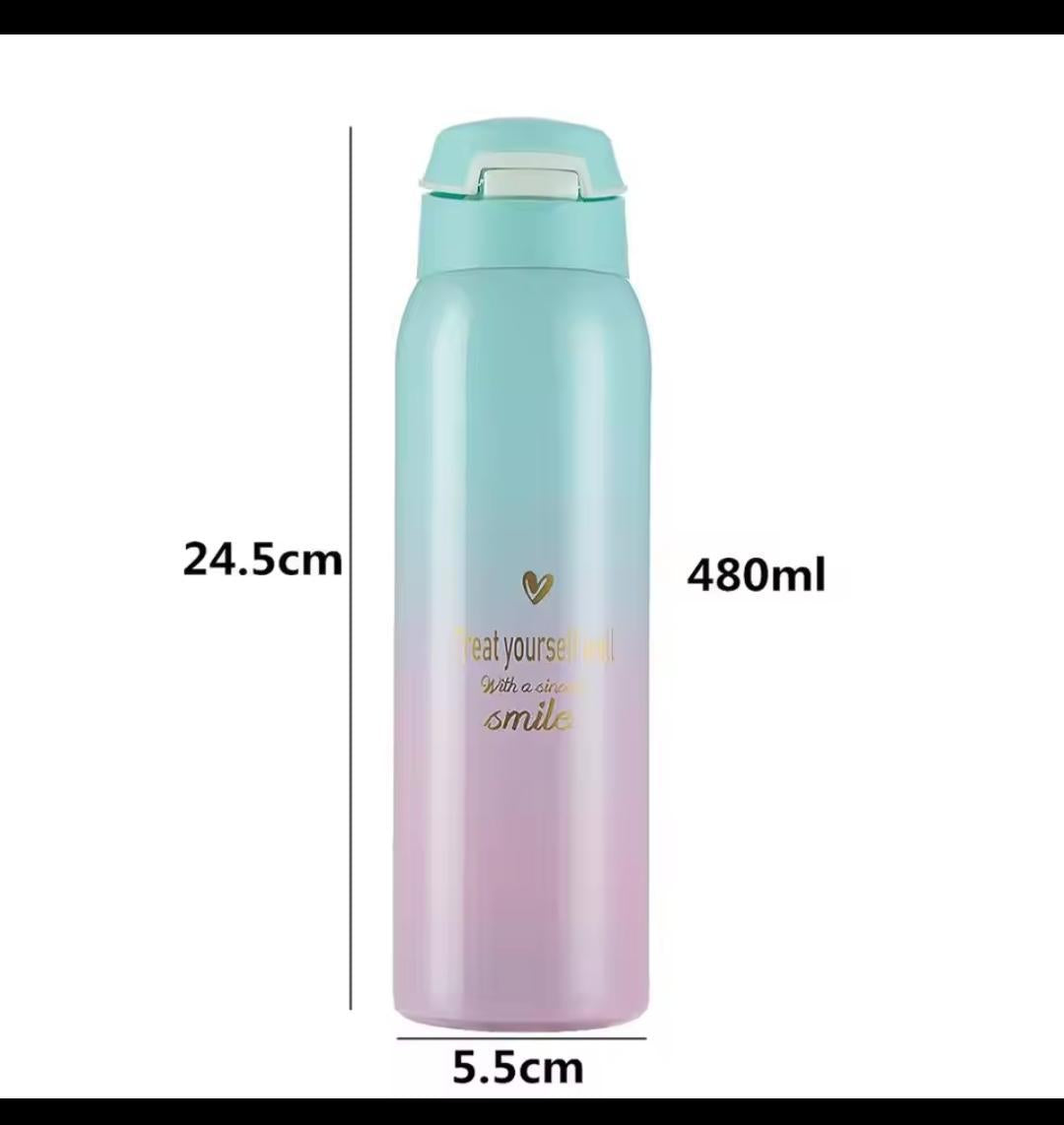 🌟 Best Stainless Steel Sports Water Bottle 500ML | Vacuum Flask Thermos Mug with Straw 🌟